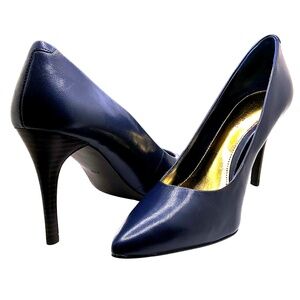 LAUREN RALPH LAUREN Stiletto Heels Pumps Leather Navy Blue Size 8.5B